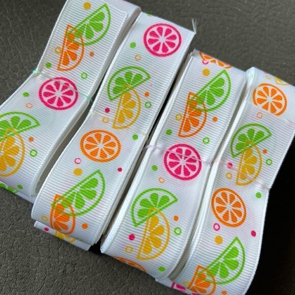 Grosgrain printed ribbon 7/8” 5 yards citrus neon fruit summer lemon lime orange - Picture 4 of 10